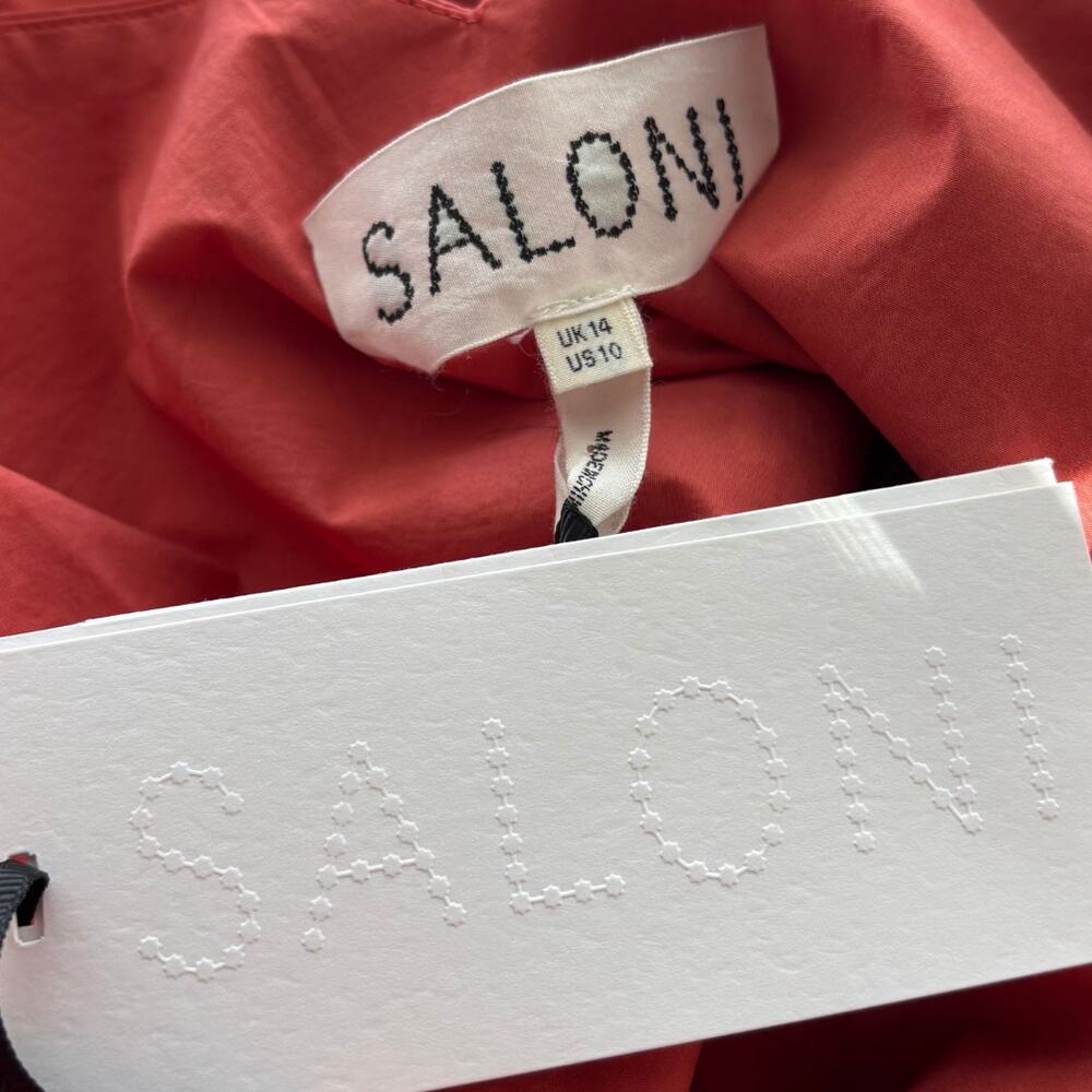 Saloni Luella Cotton Poplin Sleeveless Midi Dress 10 Orange NWT - Picture 8 of 11